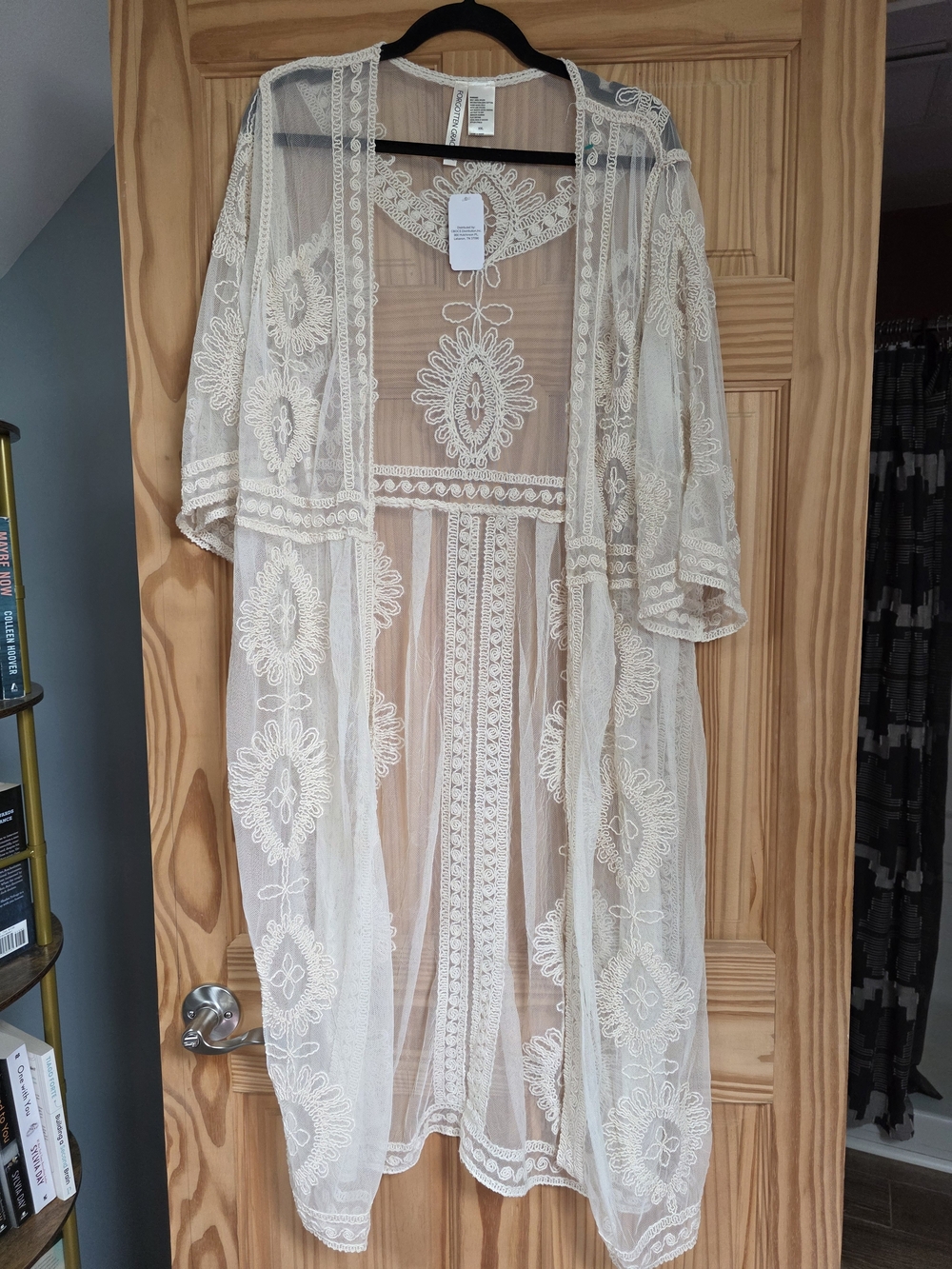 Forgotten Grace XXL Ivory Embroidered Lace Long Duster Kimono – NWT